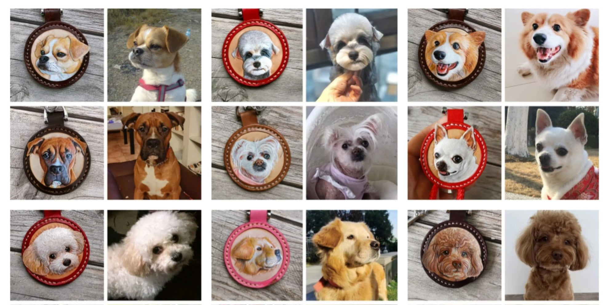 Custom Pet Portrait Leather Keychain