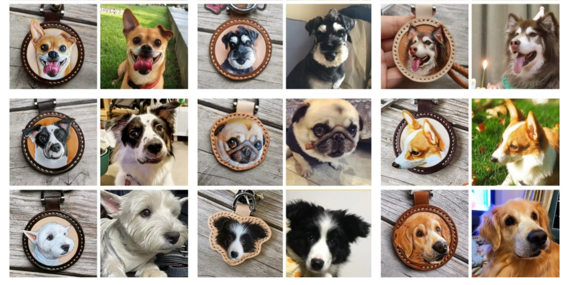 Custom Pet Portrait Leather Keychain