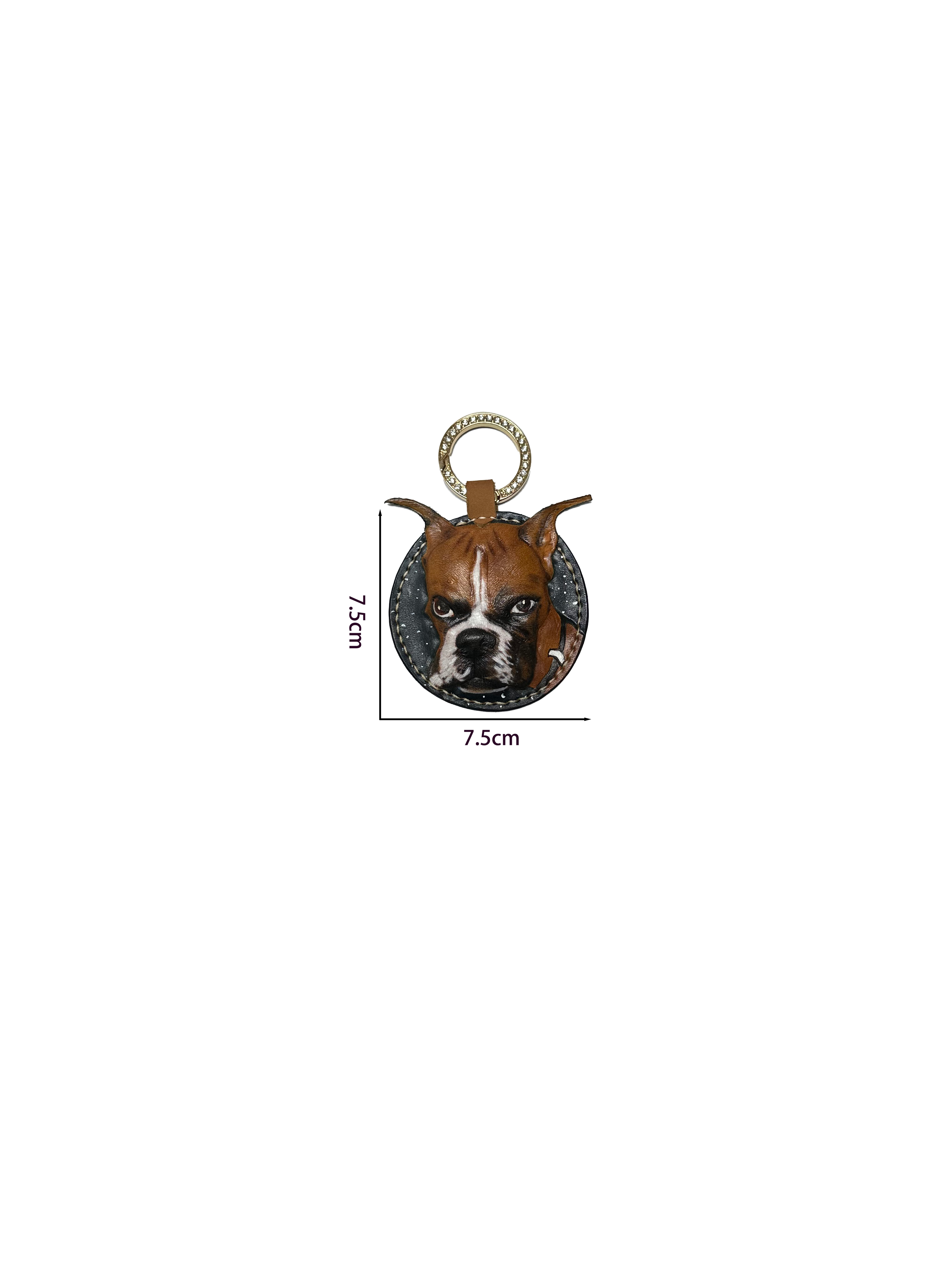 Handmade Custom Pet Leather Carving Keychain - Realistic Dog Portrait Keyring