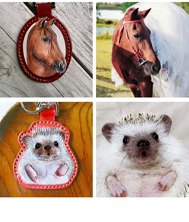 Custom Pet Portrait Leather Keychain